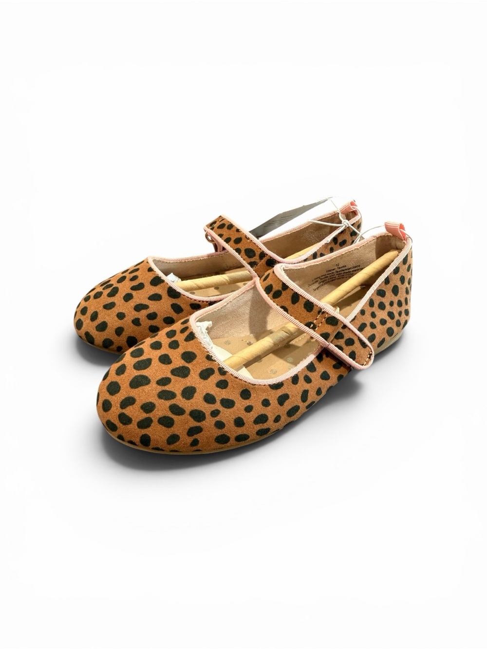 Girls' Leopard Print Mary Jane Flats - Tan/Black